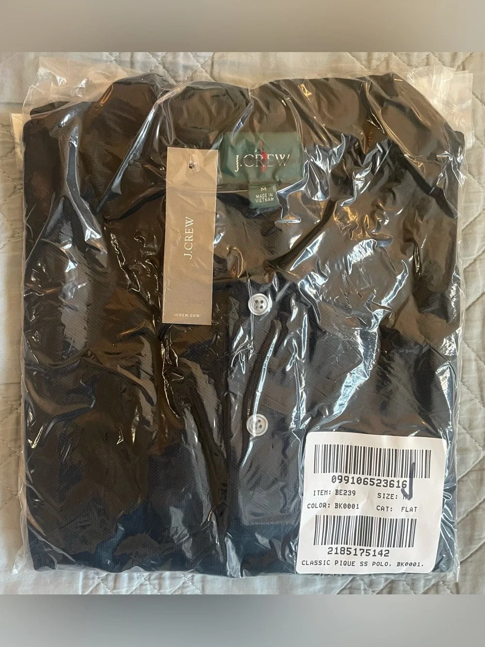 J. CREW classic piqué polo shirt in Black Size M NWT $79.50 BE239